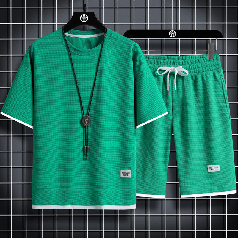 Waffle Short-Sleeved Sports Suit Men's