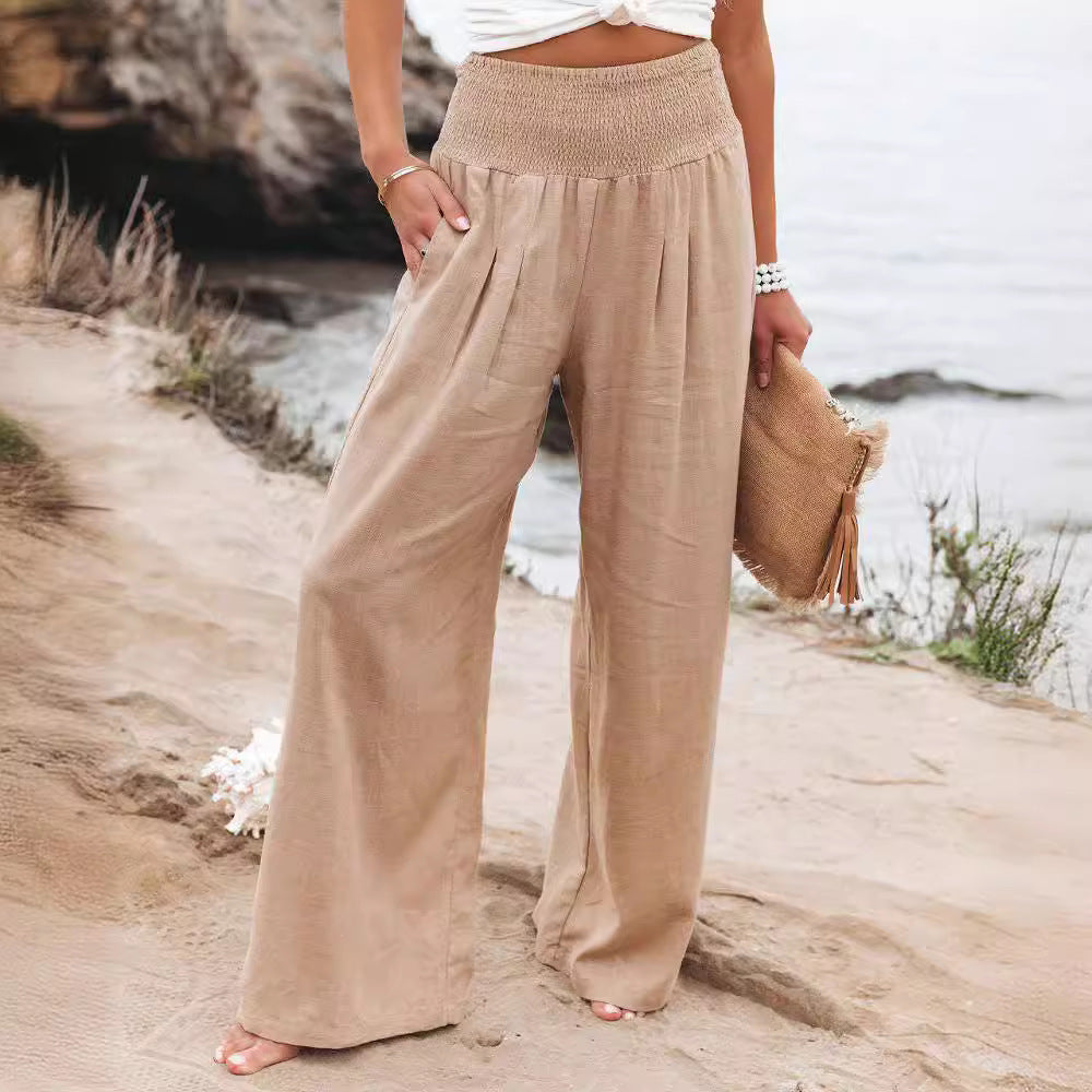 Casual Wide-Leg Cotton and Linen Loose Pants