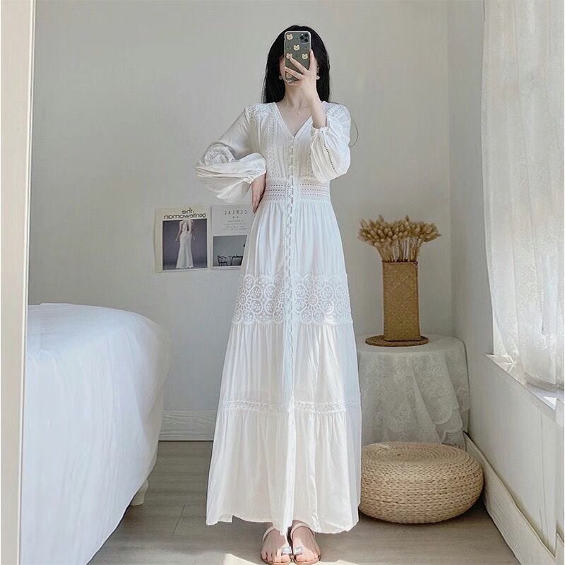 White fitted long dress