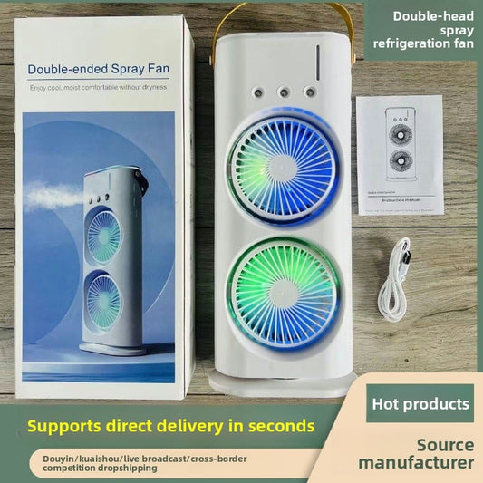 Three-hole spray dual-fan desktop strong wind cooling electric fan Portable fan for office and dormitory