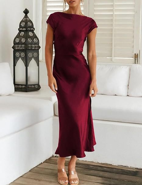 Satin solid-colored dress