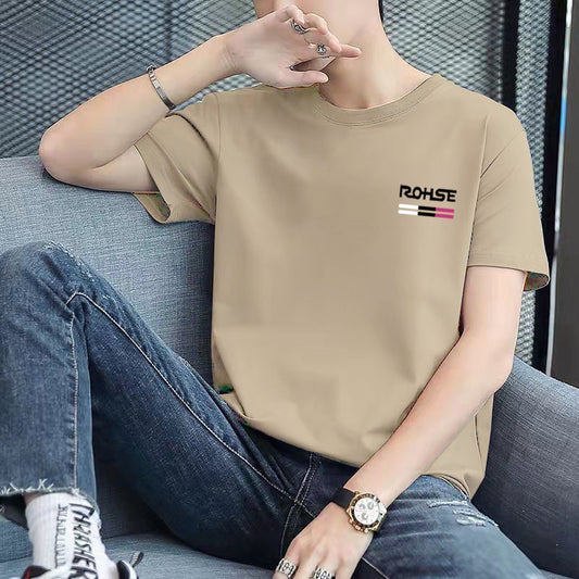 A short-sleeved T-shirt base layer with a round neck is versatile and casual