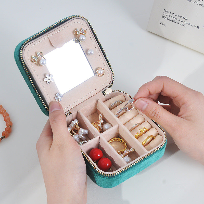 Portable mirror jewelry box