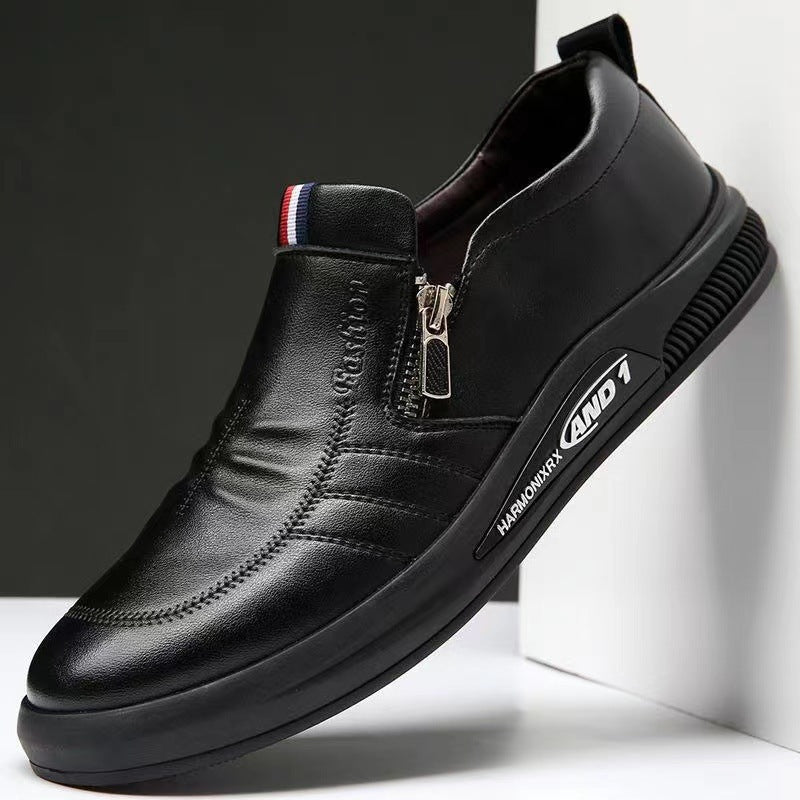 Men's leather white sneakers