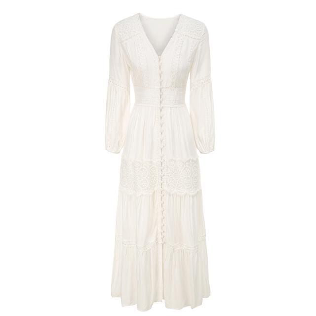 White fitted long dress