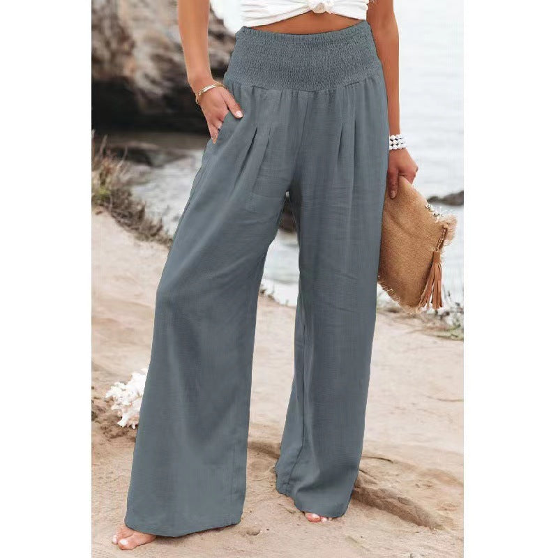 Casual Wide-Leg Cotton and Linen Loose Pants