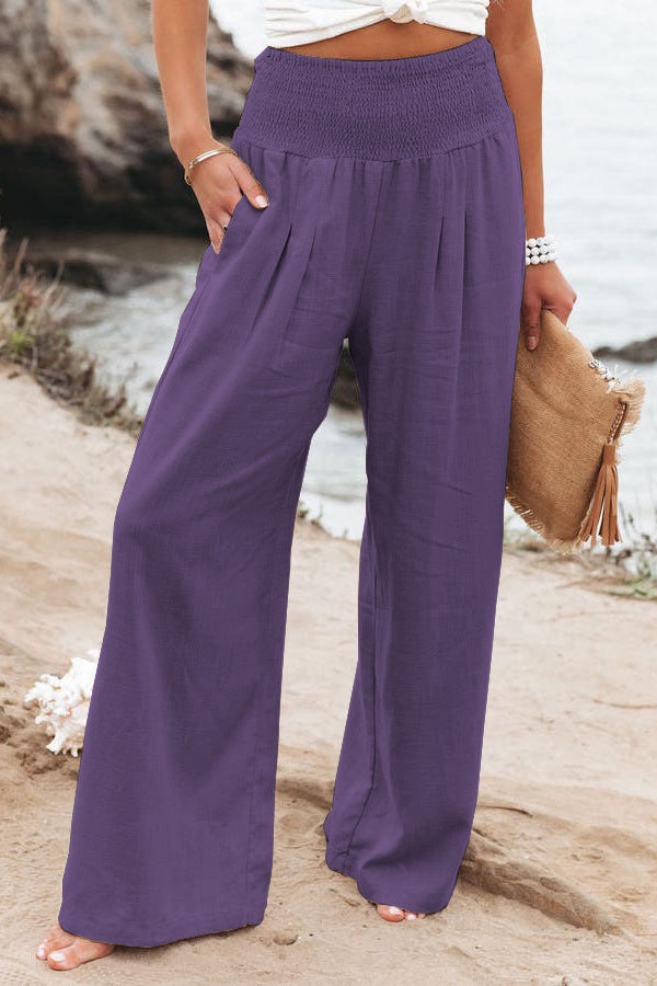 Casual Wide-Leg Cotton and Linen Loose Pants