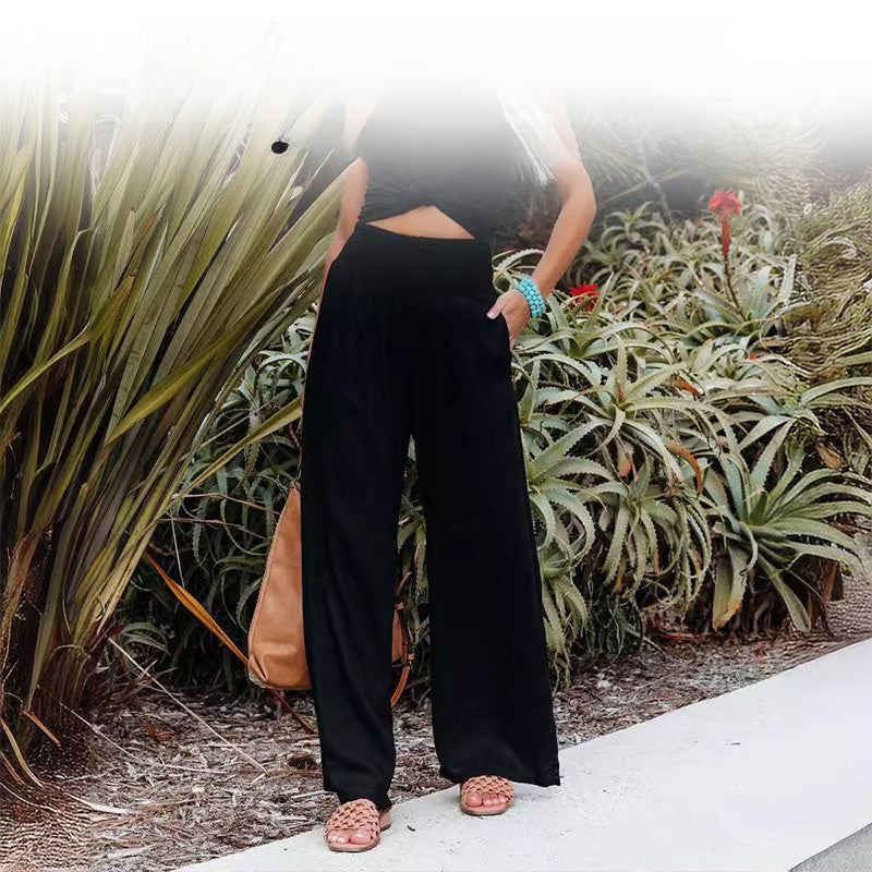 Casual Wide-Leg Cotton and Linen Loose Pants