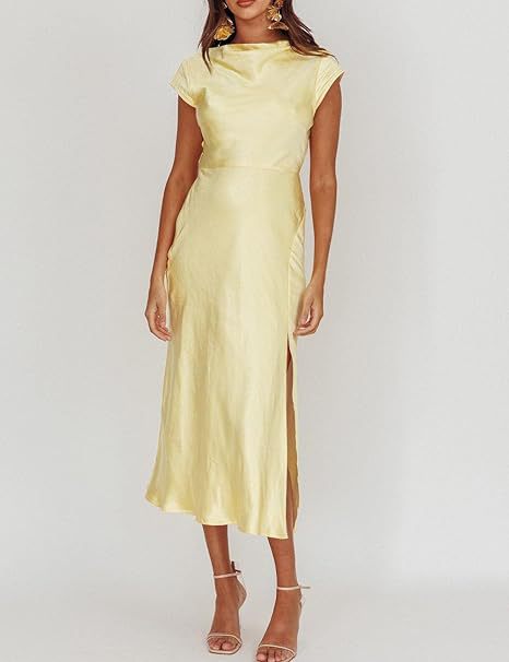 Satin solid-colored dress