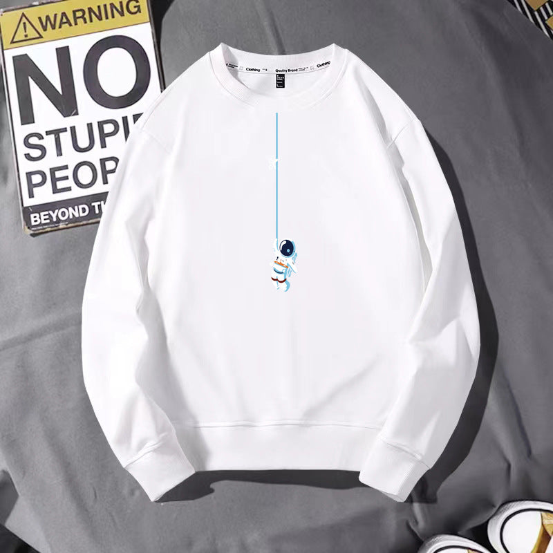 Men's cotton loose-fitting long-sleeved round-neck hoodie