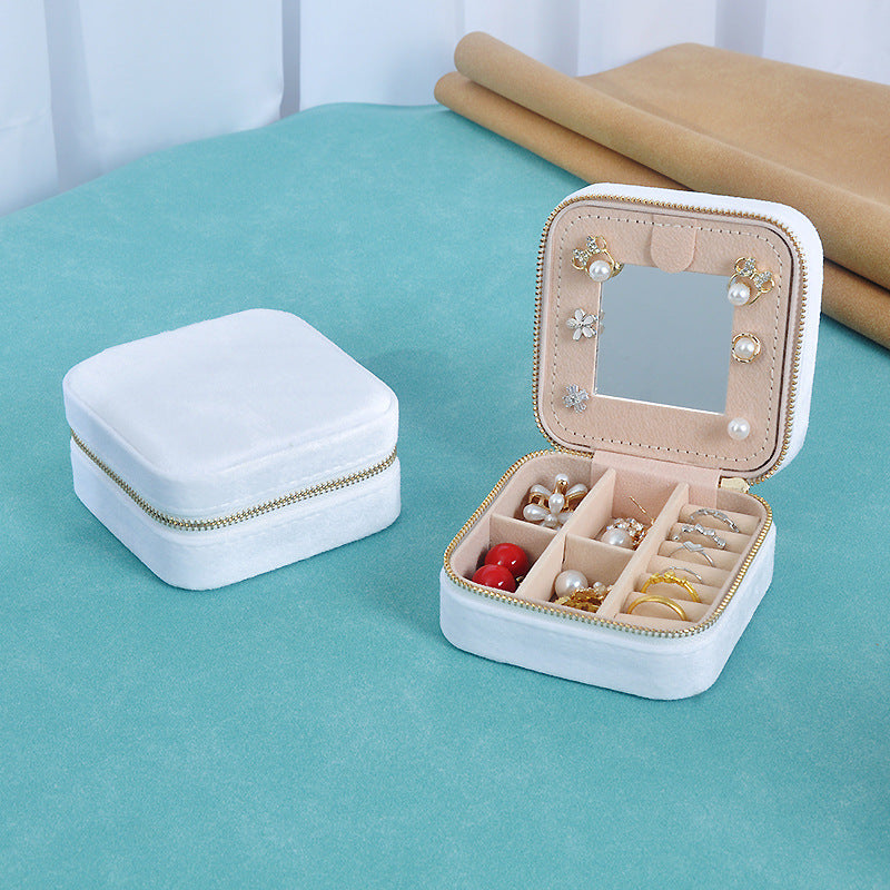 Portable mirror jewelry box
