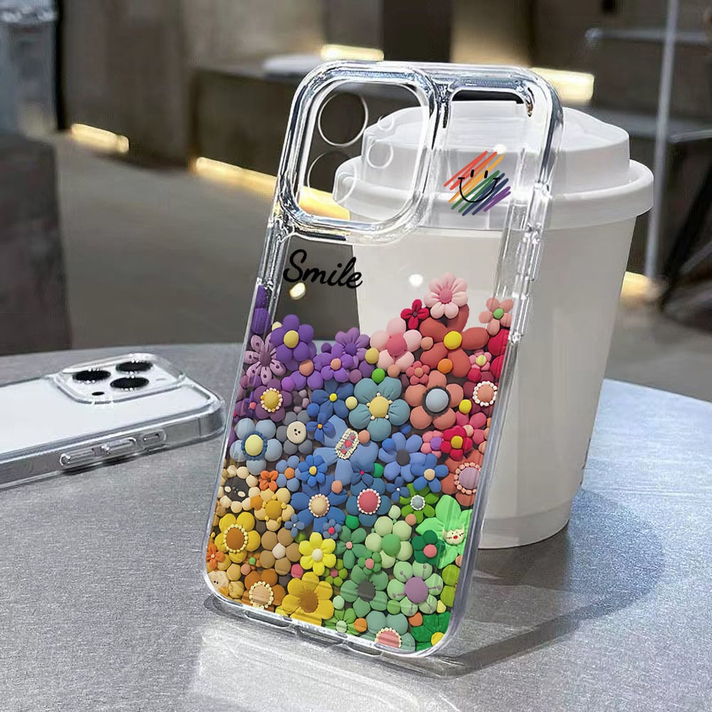 A phone case with a screen full of flowers