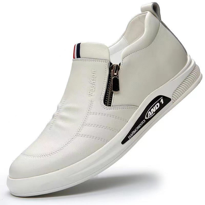 Men's leather white sneakers