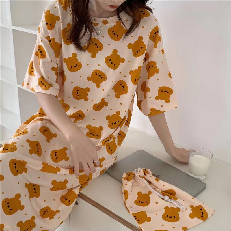 Cute Cartoon Short-Sleeve Nightdress ? Loose Korean-Style Homewear for Women & Maternity