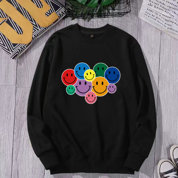 Men's cotton loose-fitting long-sleeved round-neck hoodie