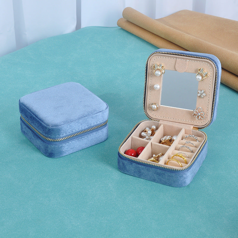 Portable mirror jewelry box