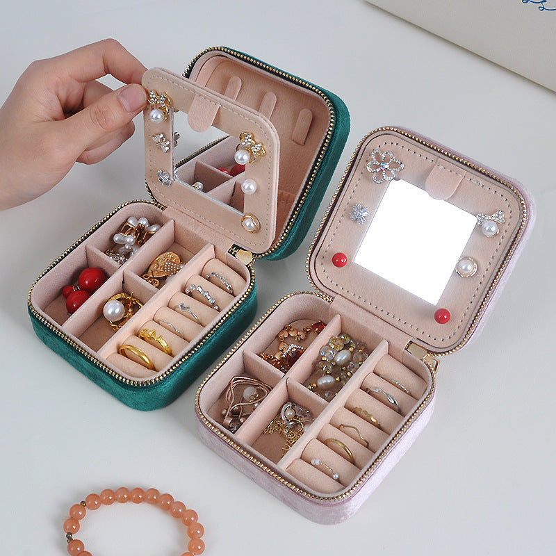 Portable mirror jewelry box