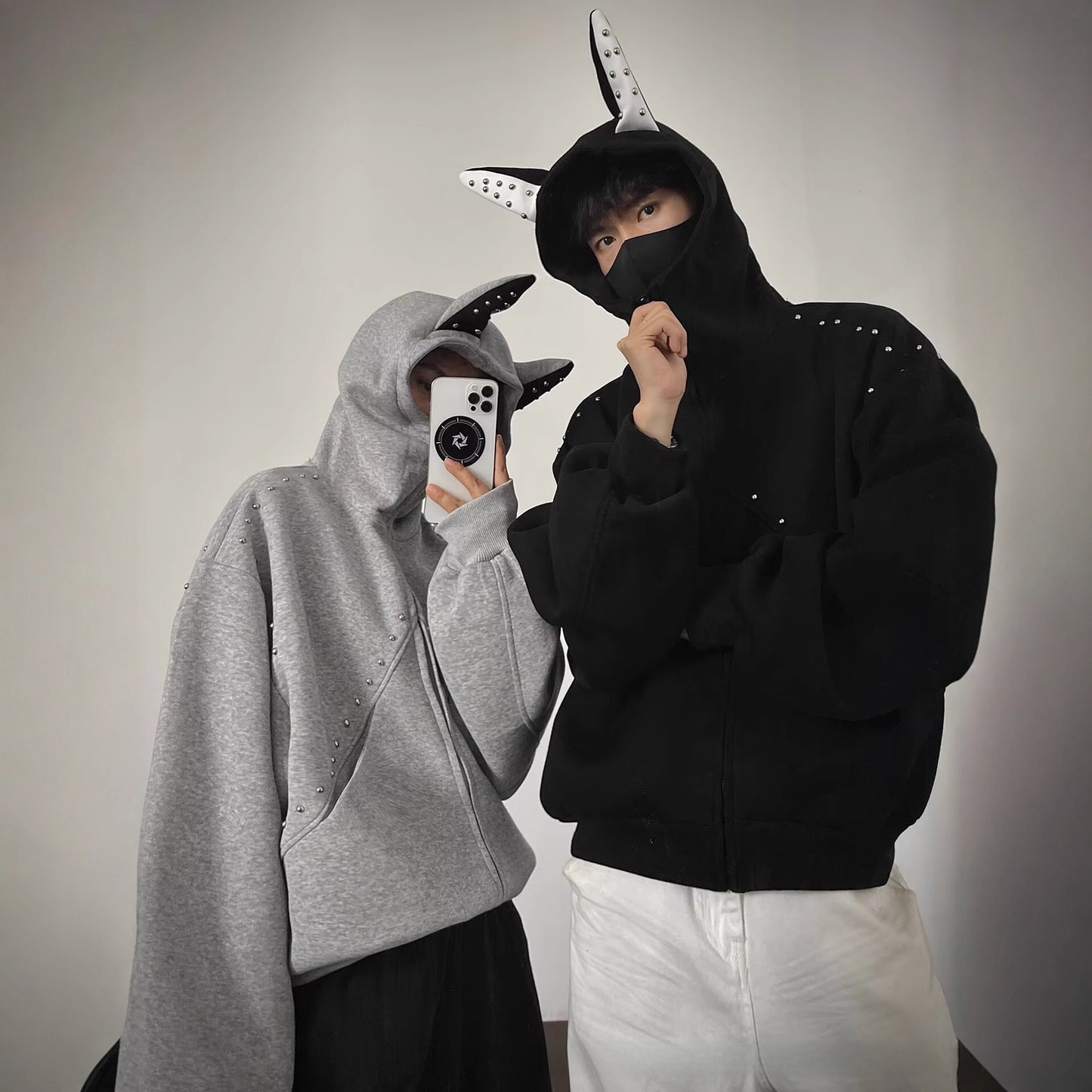 Unisex Zip-Up Hoodie with Doberman Ear Design