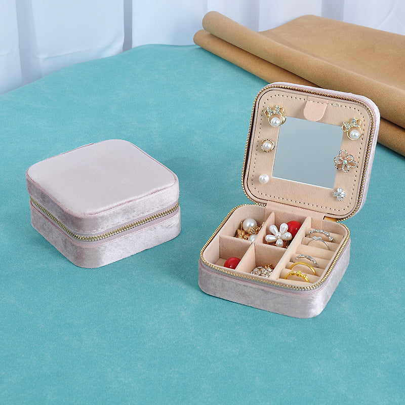 Portable mirror jewelry box