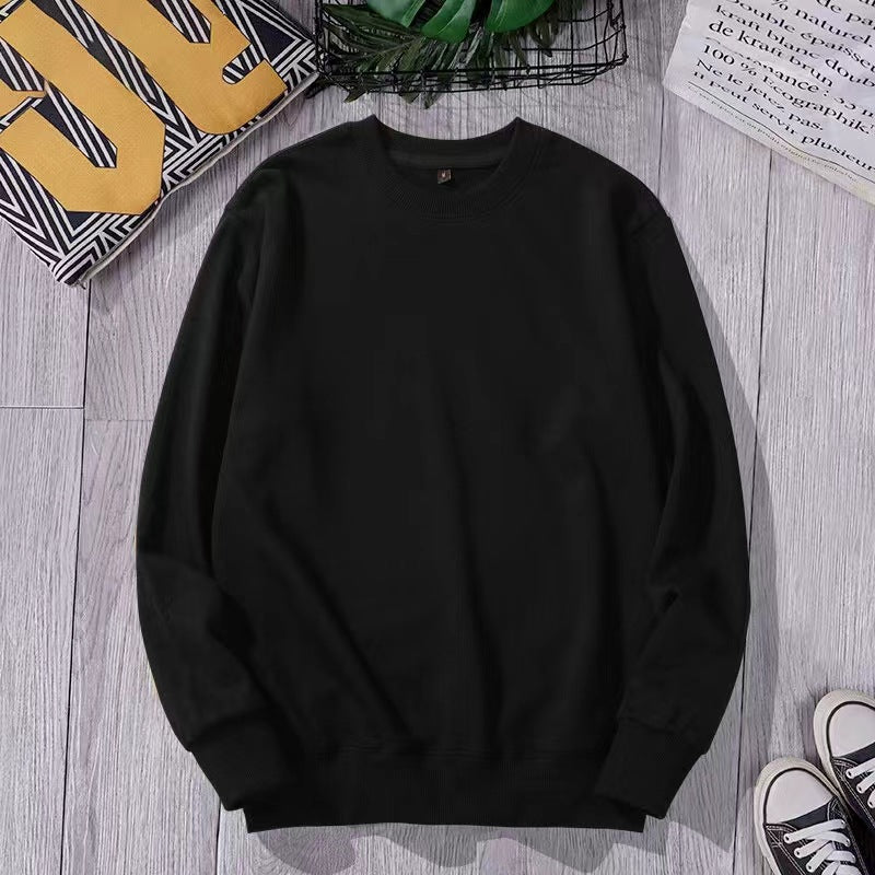 Men's cotton loose-fitting long-sleeved round-neck hoodie