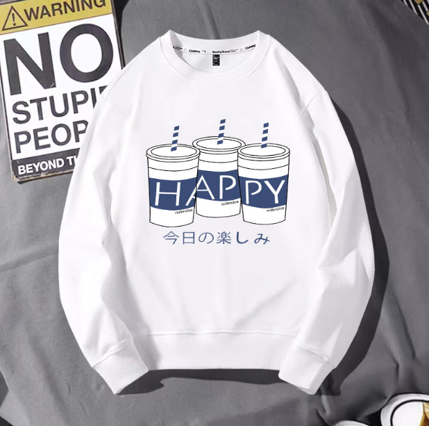 Men's cotton loose-fitting long-sleeved round-neck hoodie