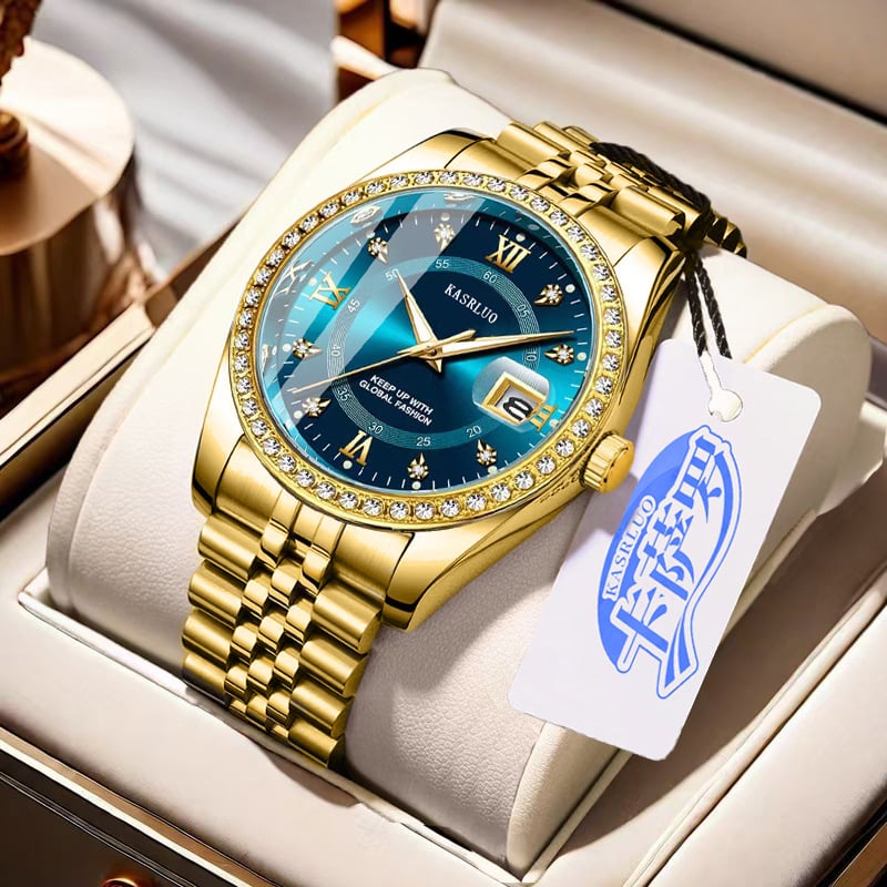 2025 New Roman Numerals Diamond Calendar Steel Band Watch Luminous Waterproof High Color Value Watch Cross-border Hot Sale