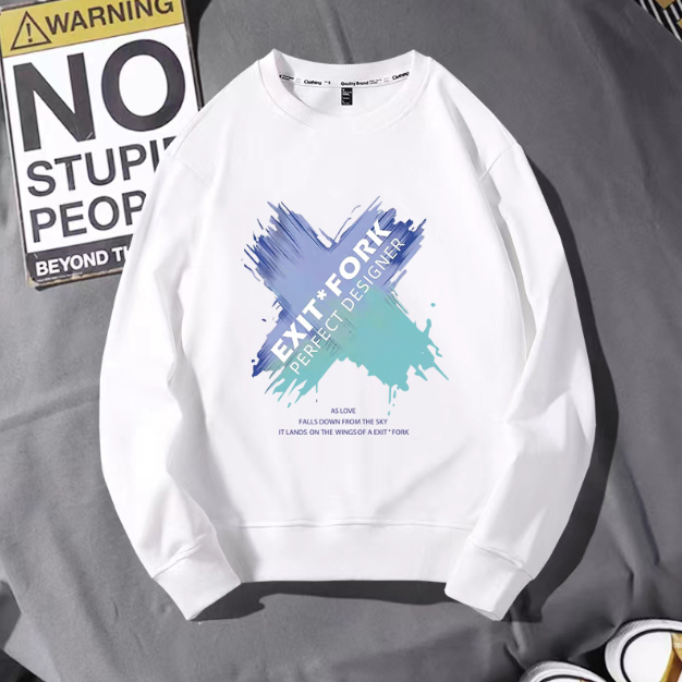 Men's cotton loose-fitting long-sleeved round-neck hoodie