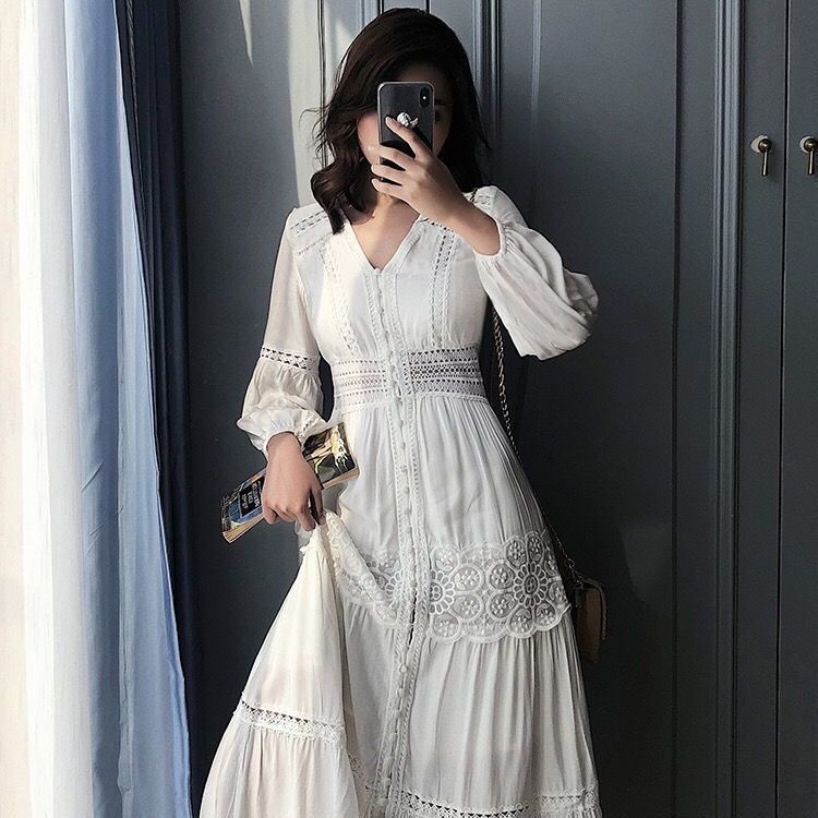 White fitted long dress