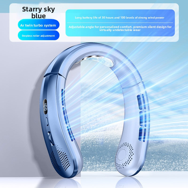 Rechargeable Bladeless Neck Fan with Digital Display