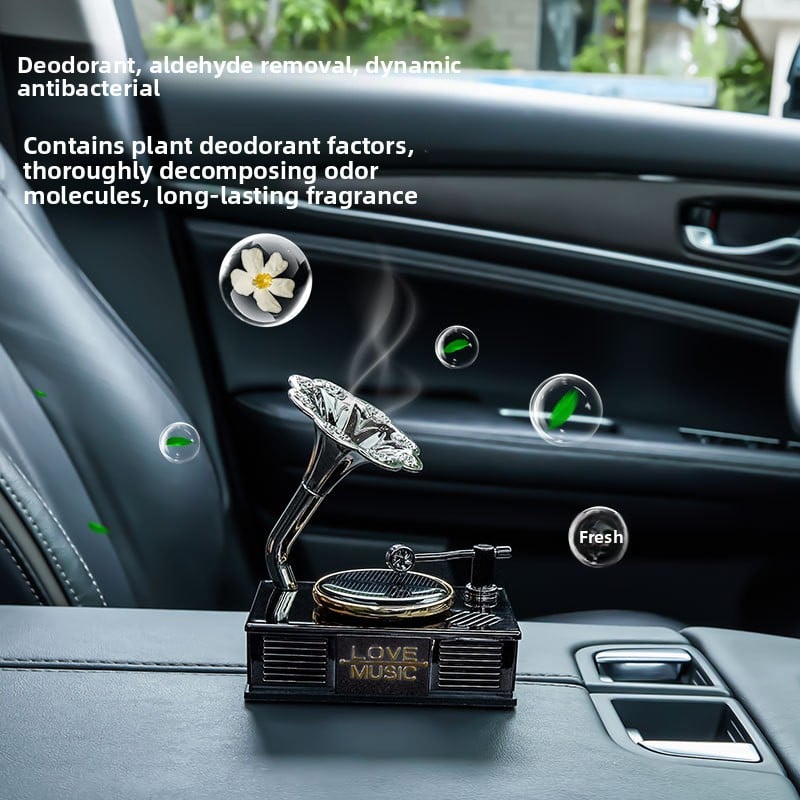 Car Solar-Powered Phonograph Perfume Ornament