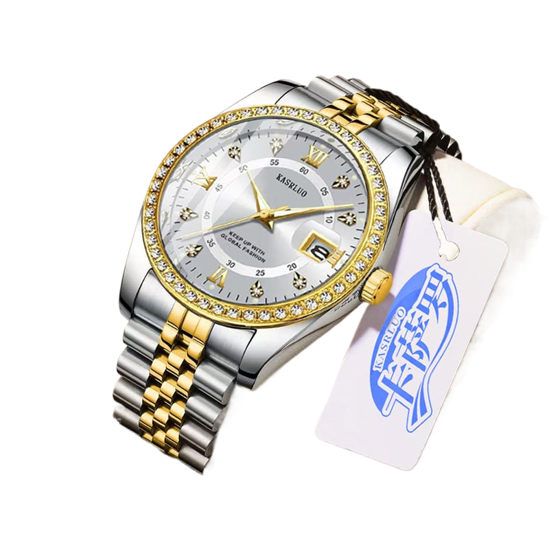 2025 New Roman Numerals Diamond Calendar Steel Band Watch Luminous Waterproof High Color Value Watch Cross-border Hot Sale