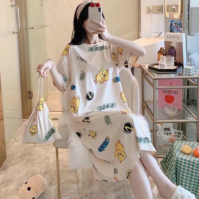 Cute Cartoon Short-Sleeve Nightdress ? Loose Korean-Style Homewear for Women & Maternity