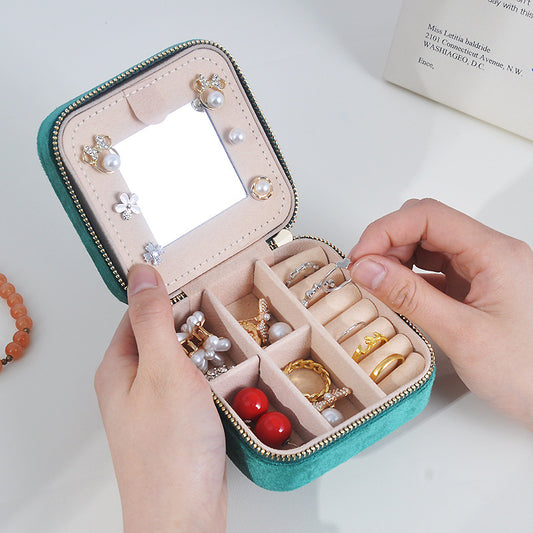 Portable mirror jewelry box