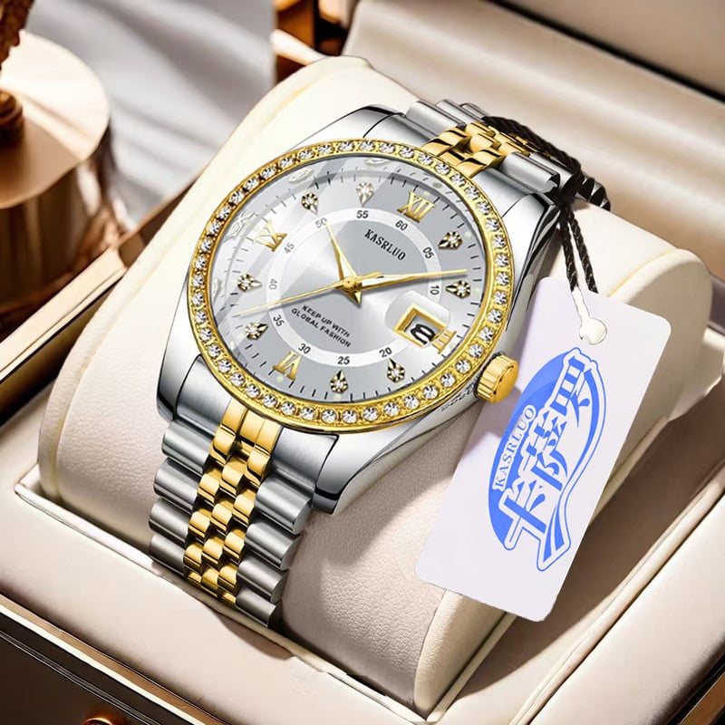 2025 New Roman Numerals Diamond Calendar Steel Band Watch Luminous Waterproof High Color Value Watch Cross-border Hot Sale