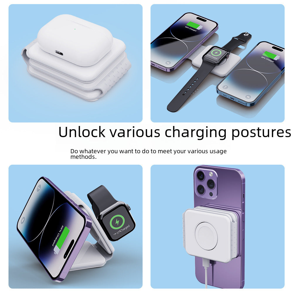 Foldable 3-in-1 Magnetic Wireless Charger