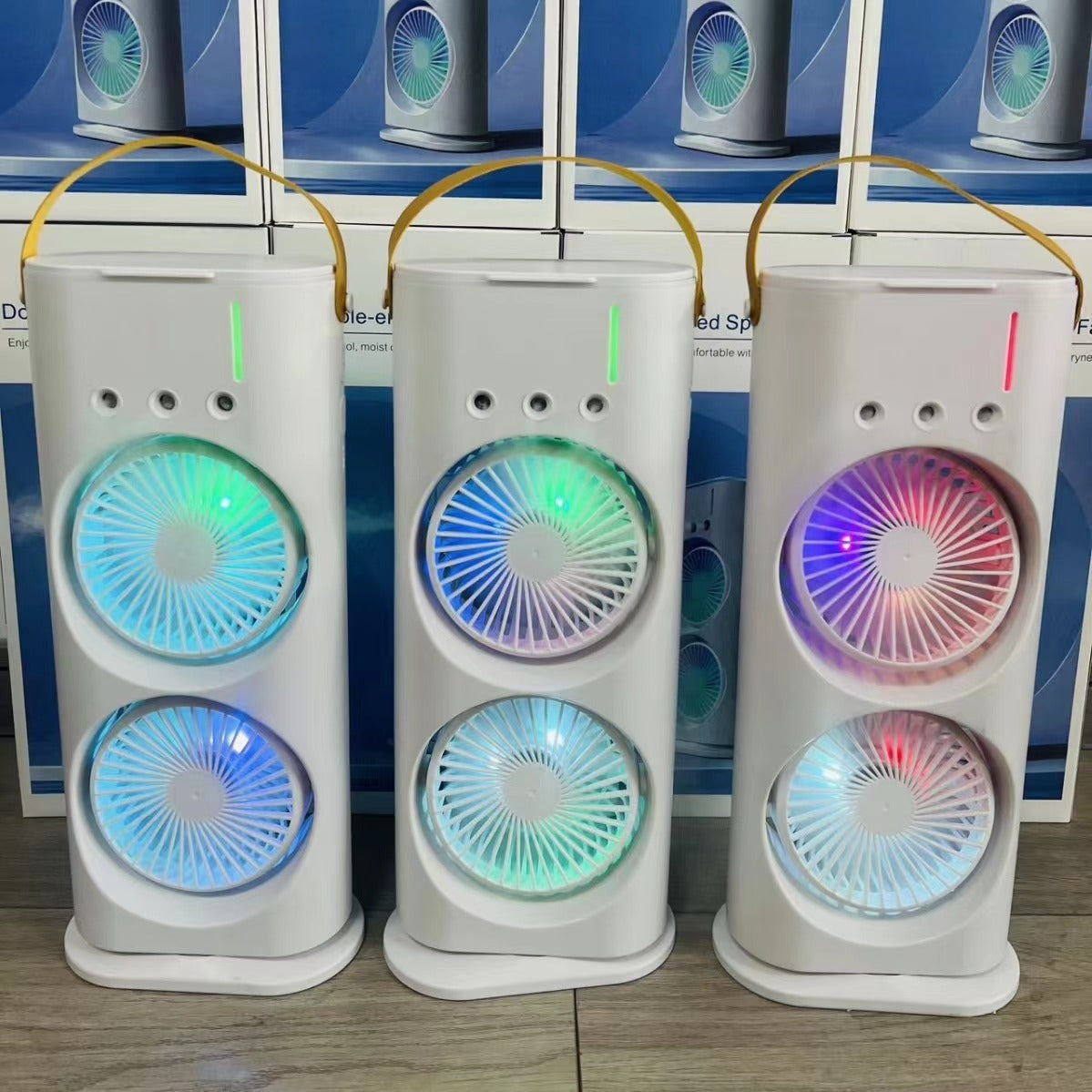 Three-hole spray dual-fan desktop strong wind cooling electric fan Portable fan for office and dormitory