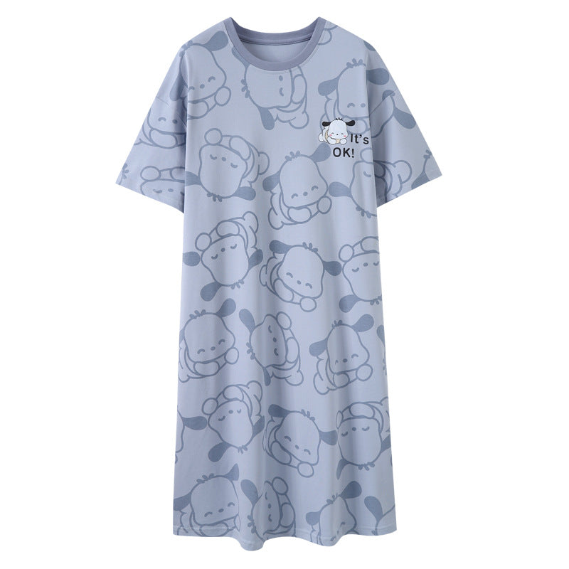 Nightgown Women's Summer Thin Fabric Cartoon Cute Girl Kids Student dress Pregnant Women's Summer Loose Pajamas