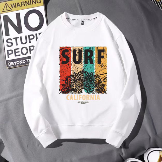 Men's cotton loose-fitting long-sleeved round-neck hoodie