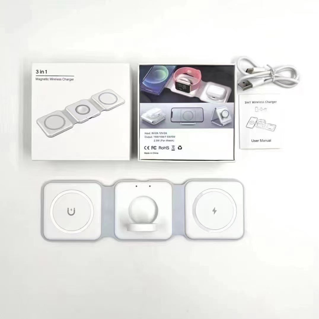 Foldable 3-in-1 Magnetic Wireless Charger