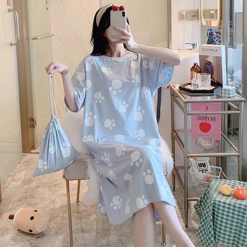Cute Cartoon Short-Sleeve Nightdress ? Loose Korean-Style Homewear for Women & Maternity