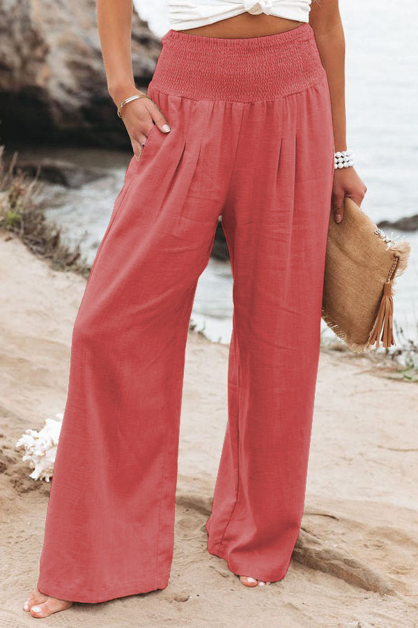 Casual Wide-Leg Cotton and Linen Loose Pants