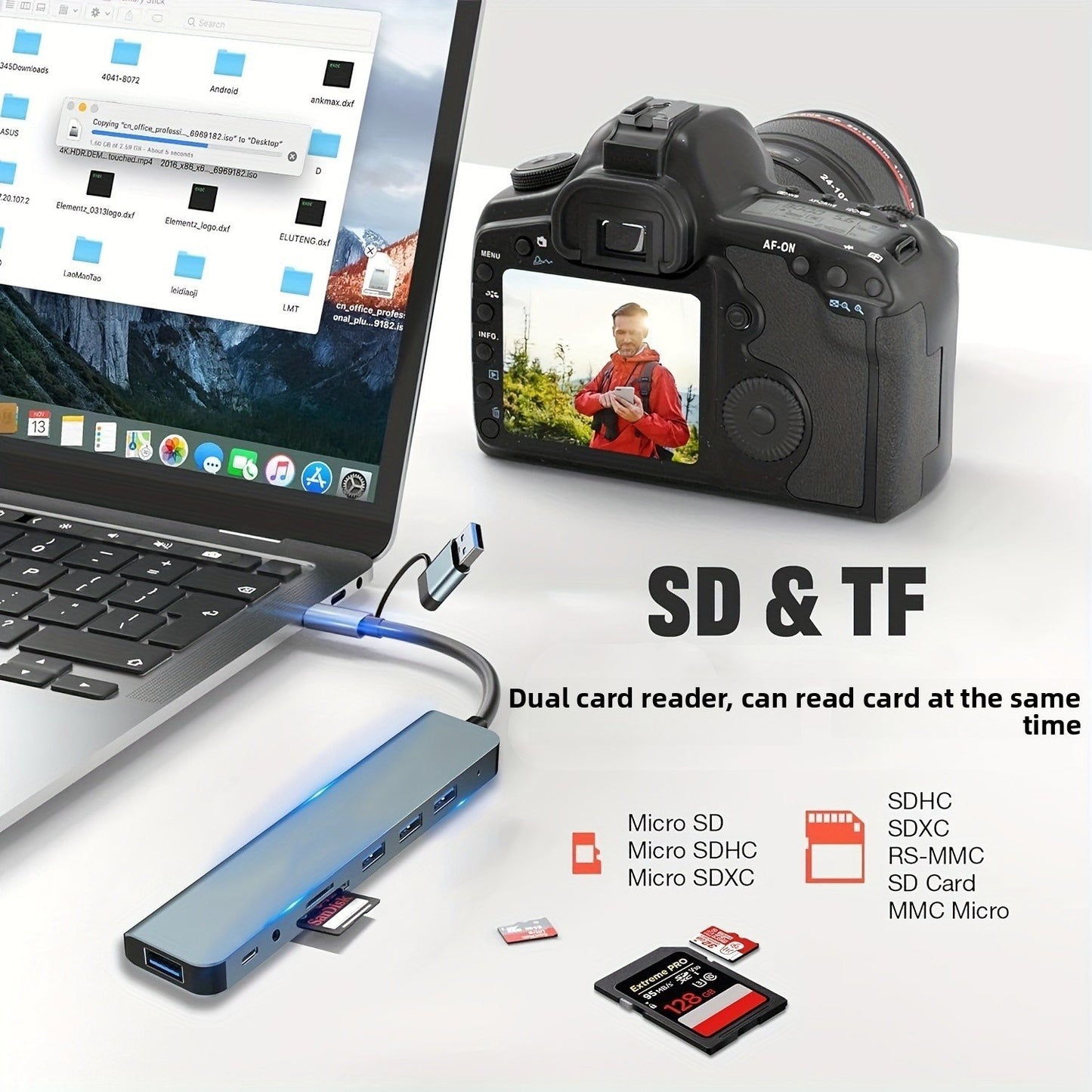 Two-to-seven splitter seven-in-one docking station usb3.0 high-speed transmission hub docking station multi-function hub