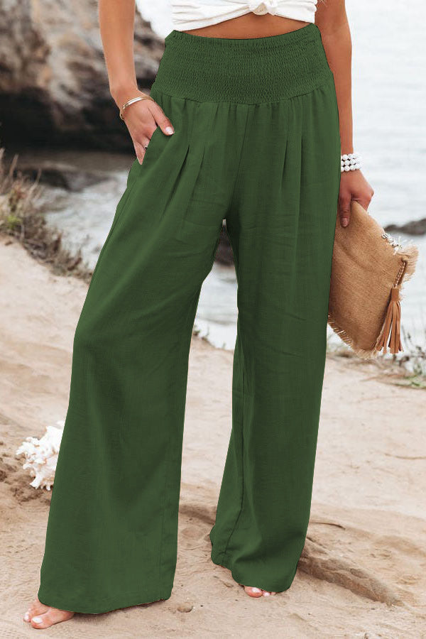 Casual Wide-Leg Cotton and Linen Loose Pants