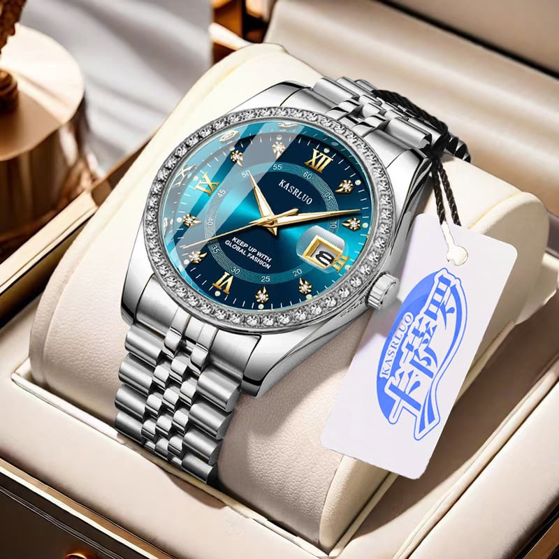 2025 New Roman Numerals Diamond Calendar Steel Band Watch Luminous Waterproof High Color Value Watch Cross-border Hot Sale