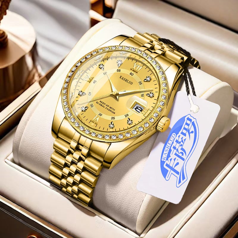 2025 New Roman Numerals Diamond Calendar Steel Band Watch Luminous Waterproof High Color Value Watch Cross-border Hot Sale