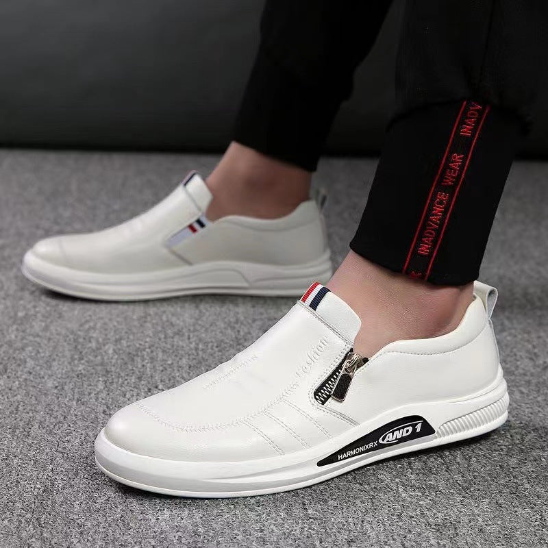 Men's leather white sneakers