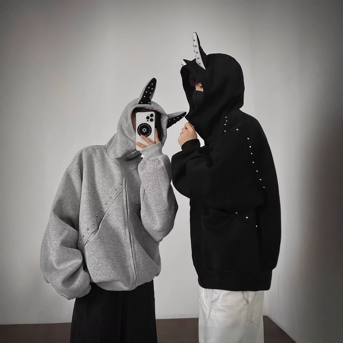 Unisex Zip-Up Hoodie with Doberman Ear Design